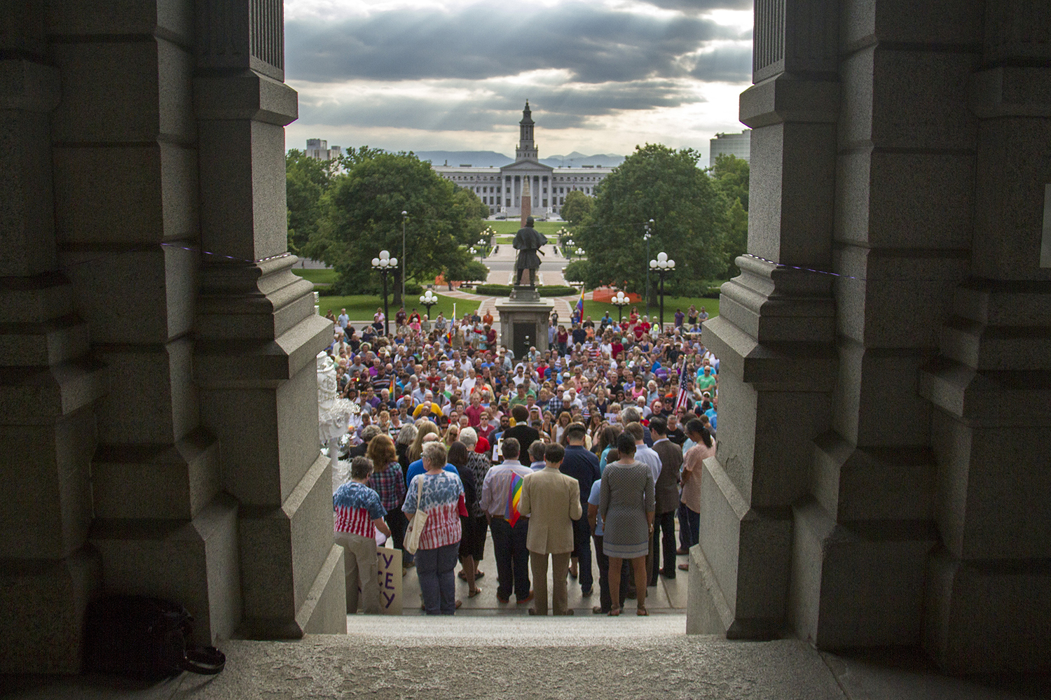 The capitol steps packed with people after the Supreme Court's ruling on same-sex marraige in 2015. (Kevin J. Beaty)
same sex; marraige; lgbtq; rally; capitol hill; kevinjbeaty;