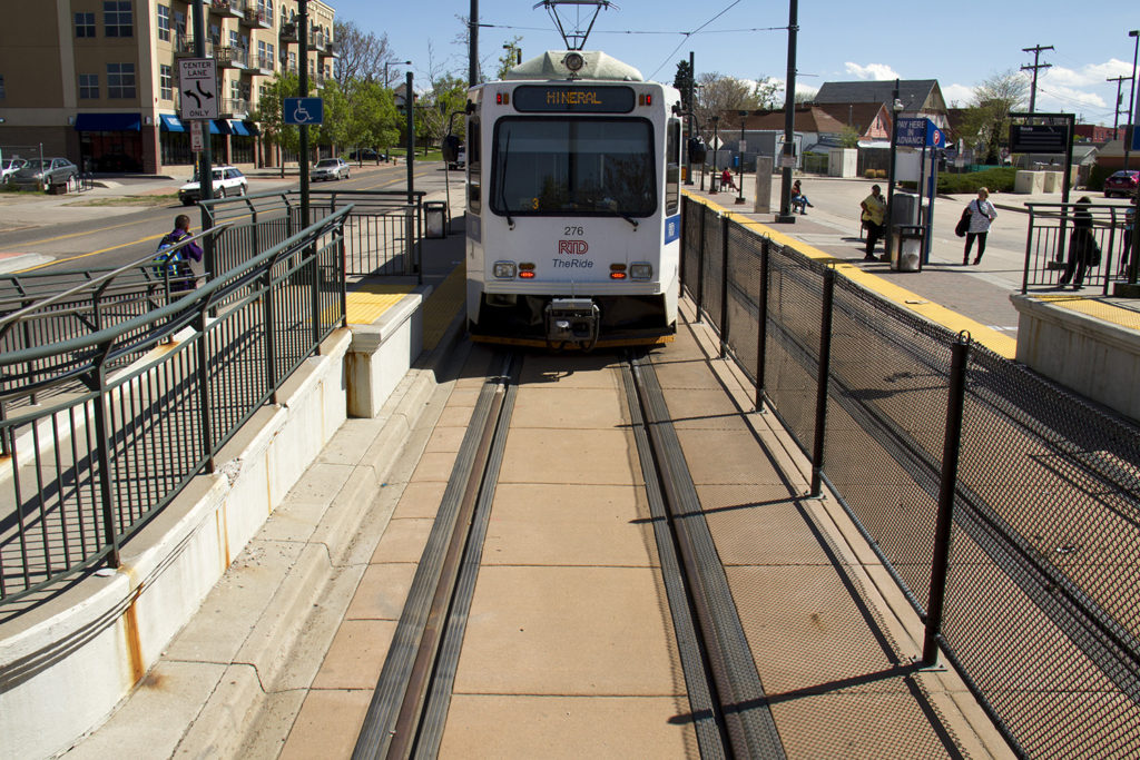 An RTD train parked at the end of the line in Five Points. train; rtd; rail; transportation; denverite; denver; colorado; kevinjbeaty