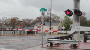 Train signals blink in Elyria-Swansea.
train; globeville; elyria; swansea; sidewalk; infrastructure; kevinjbeaty; denver; denverite; colorado;