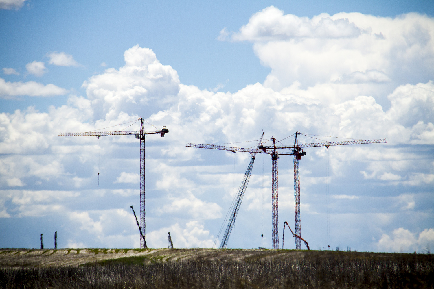Cranes and a gaping skyline. (Kevin J. Beaty/Denverite)
cranes; construction; development; clouds; denver; denverite; colorado; kevinjbeaty