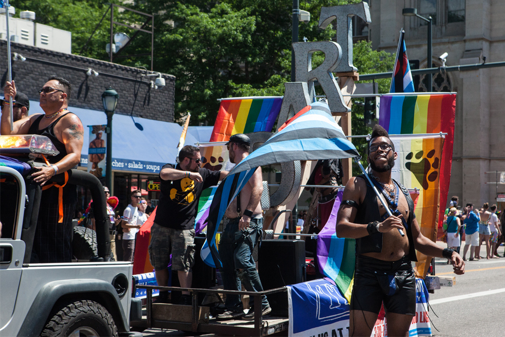 The Denver 2016 Pride Parade began early Sunday in Cheesman Park and snaked down Colfax to Pride Fest. (Chloe Aiello/Denverite)