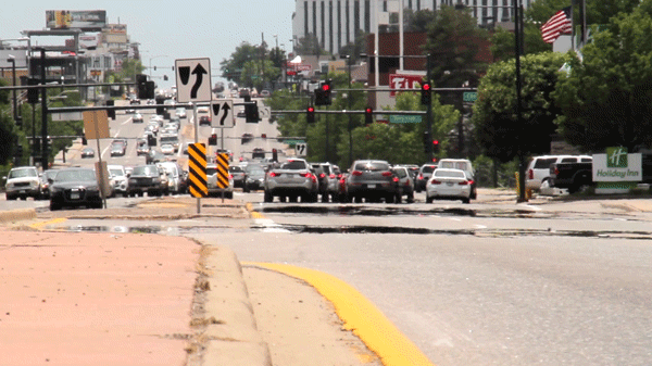 Colorado Boulevard shimmers under the heat on a Saturday afternoon. Not packed, still vexing. (Kevin J. Beaty/Denverite)
colorado boulevard; roads; traffic; denver; colorado; denverite; kevinjbeaty; cherry creek; hilltop; cowx; weather; heat; summer;
