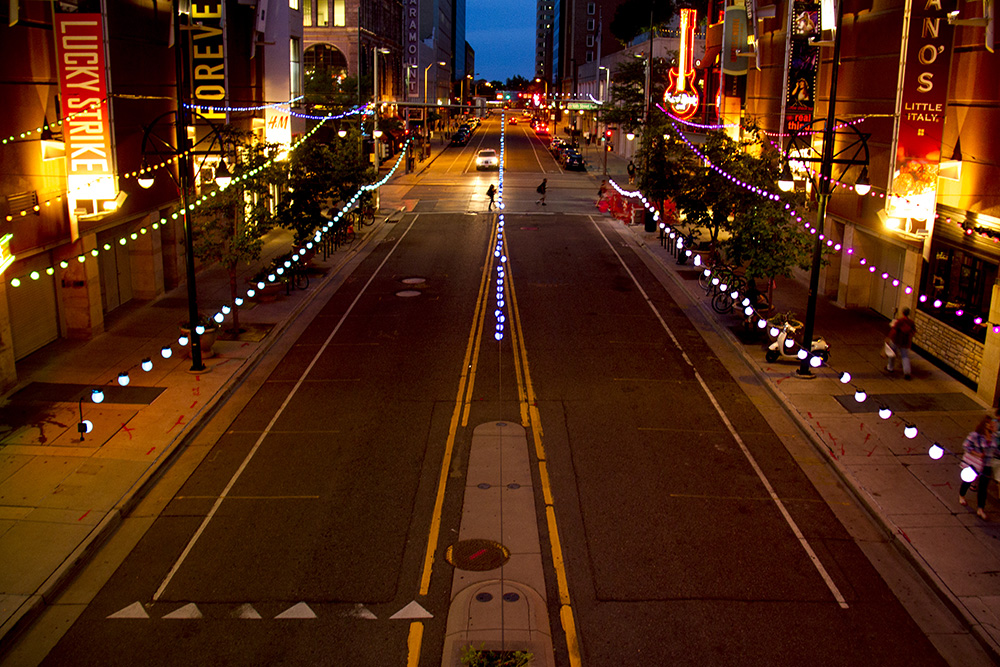 Denver Pavilions at magic hour. (Kevin J. Beaty/Denverite)
denver pavilions; 16th street mall; sixteenth street mall; evening; sunset; entertainment; nightlife; denver; kevinjbeaty; denverite; colorado;