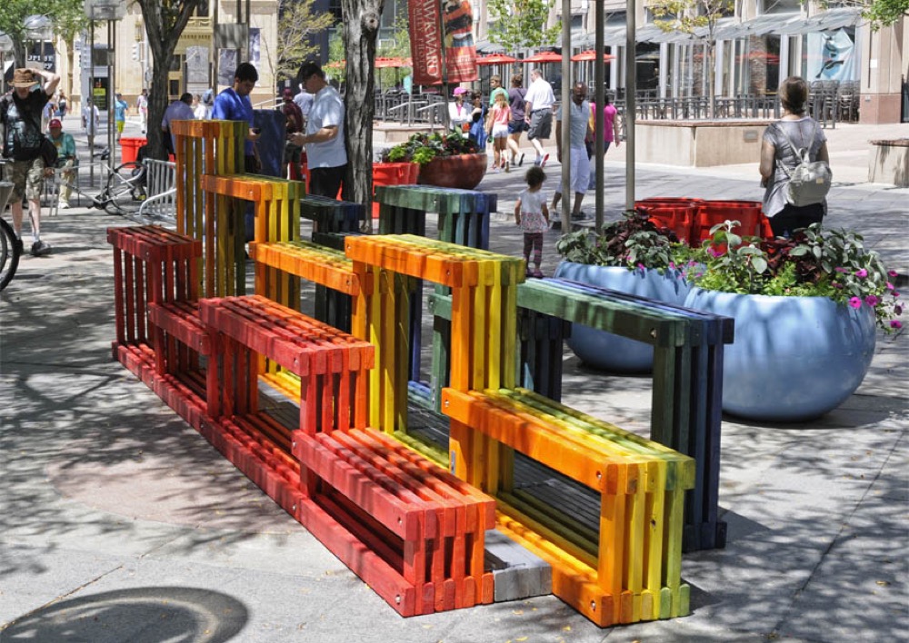 Rainbow Street Seating by Nick Fish, Yong Huang, Tony Yue, AtelierHAY and WorthGroup (Larry Laszlo/CoMedia)