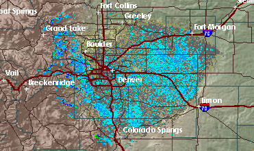Doppler radar over the Denver area at noon Aug. 11. (National Weather Service)