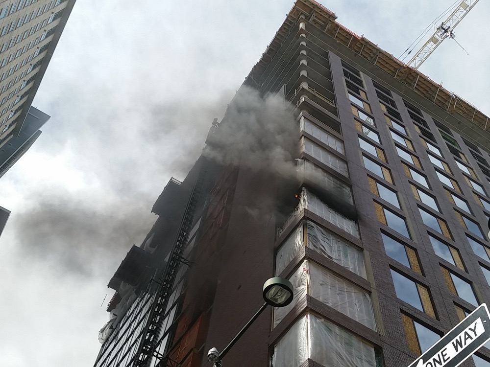 Fire in building under construction 15th and California (Courtesy of the Denver Fire Department)