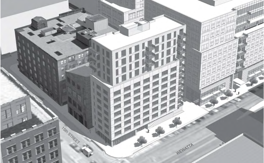 A rendering of new proposed micro apartments at 15th Street and Wewatta. (Lower Downtown Design Review Board)