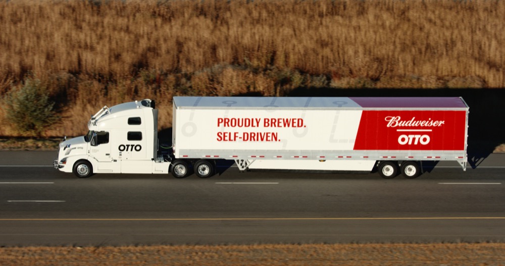 An image of a self-driving truck powered by Otto. (Courtesy Budweiser)