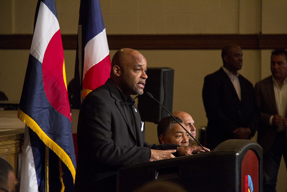 Mayor Michael Hancock's Cabinet in the Community event. Nov. 19, 2016. (Kevin J. Beaty/Denverite)
mayor michael hancock; cole arts and science academy; politics; government; ditch the ditch; protest; kevinjbeaty; denver; denverite; colorado;