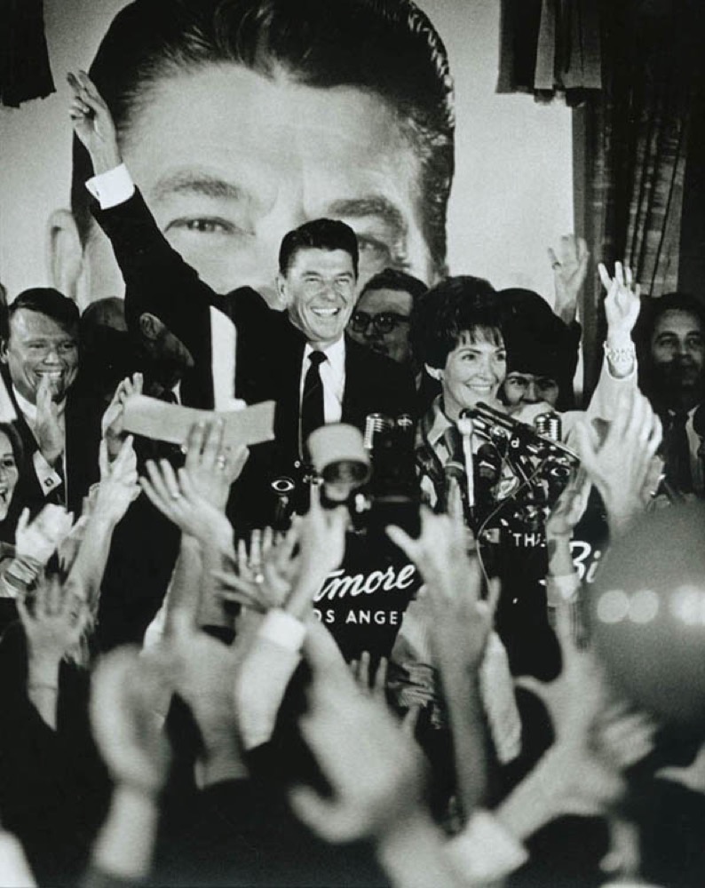 Ronald and Nancy Reagan celebrate his gubernatorial victory at the Biltmore Hotel, Los Angeles. (Public Domain)