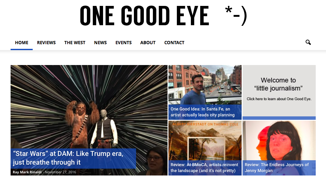 Screenshot of One Good Eye website. 11/29/16