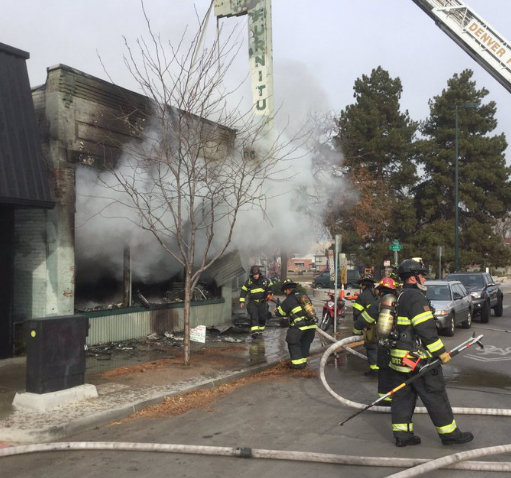 Fire at Green Door Furniture from Denver Fire twitter