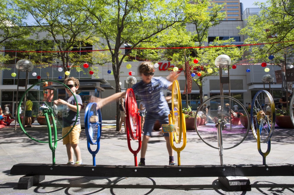 "Wheels Go Round," a temporary installation, won an award in the 2016 Mayor's Design Award. (Denver CPD)