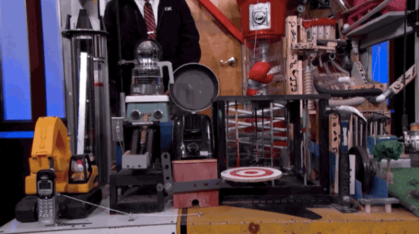A Rube Goldberg machine. (Giphy)