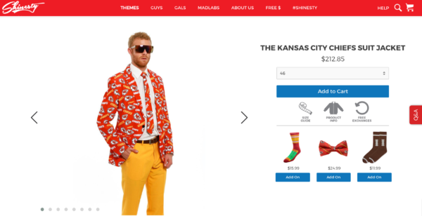 This Kansas City Chiefs jacket is, uhhh, a little pricy. (Screen shot via Shinesty.com)