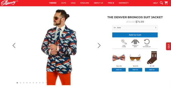 This Broncos jacket can be yours for one small payment of $74.99. (Screen shot via Shinesty.com)