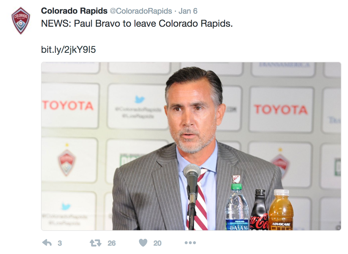 Screen shot for feature photo. Paul Bravo, Colorado Rapids
