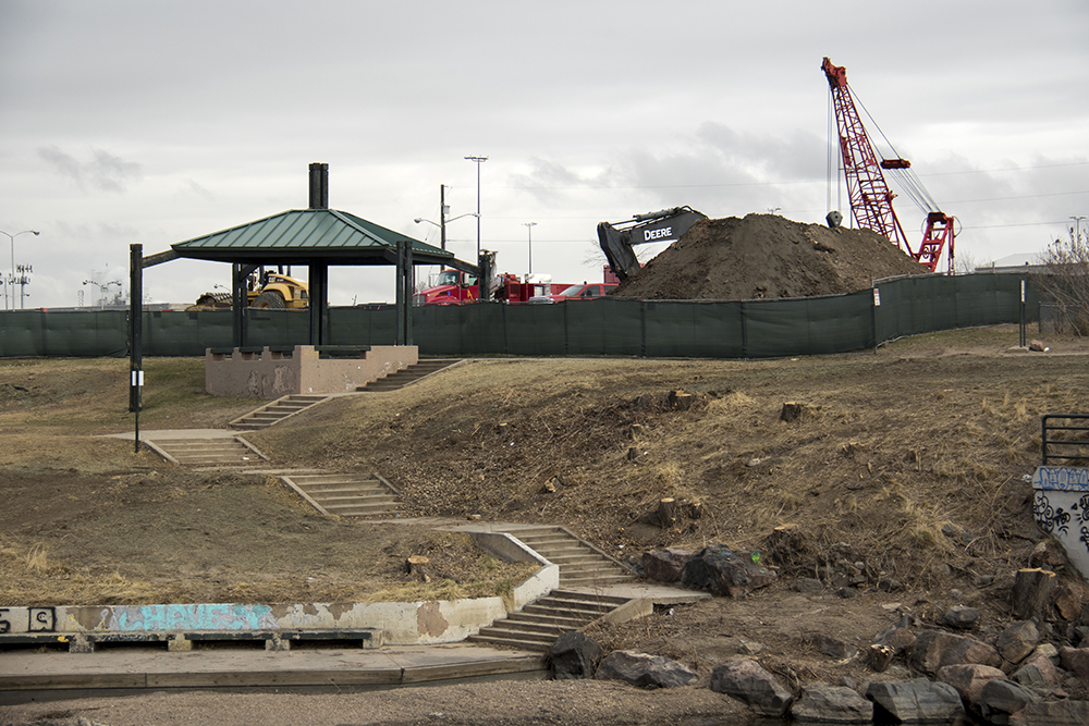 Construction at Globeville Landing Park. (Kevin J. Beaty/Denverite) rino; denver; colorado; kevinjbeaty; denverite; construction; development; globeville;