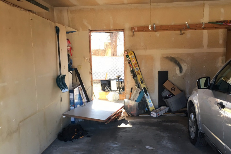 Damage inside Veronica Lamaak's garage after two men broke in on Super Bowl Sunday. (Courtesy of Lamaak)