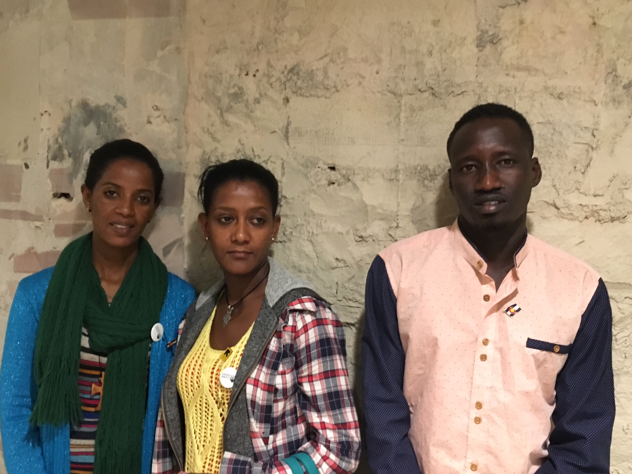 Bisrat Misgna (left), Nanu Tunga and Abilo Ankur recently arrived in Colorado after years in a refugee camp. (Erica Meltzer/Denverite)
