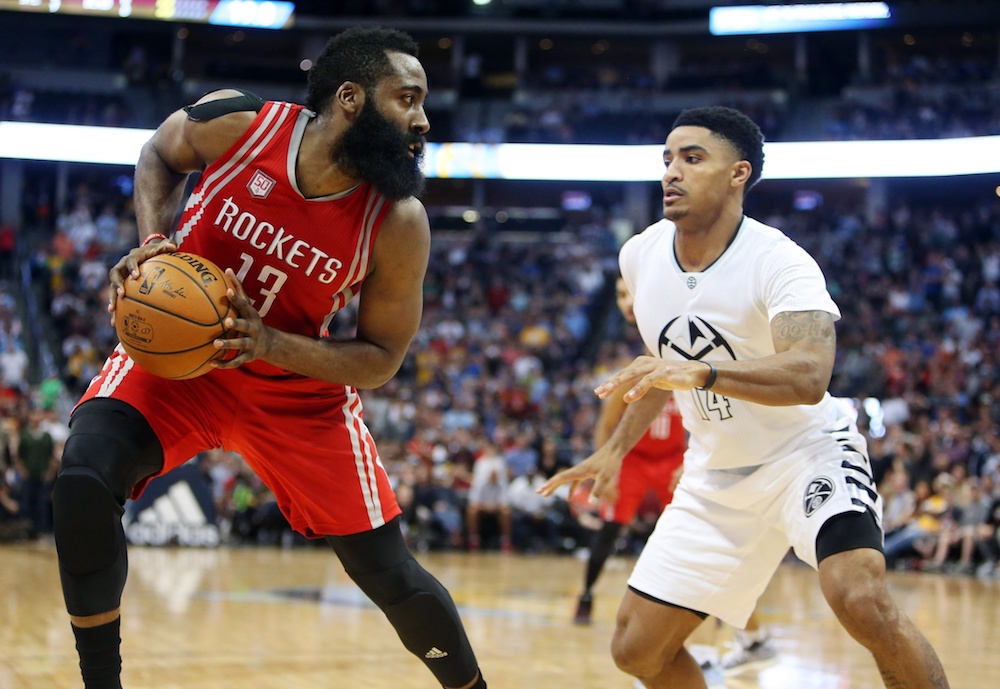 James Harden had a triple-double in Houston's win over Denver on Saturday. (Chris Humphreys/USA Today Sports)