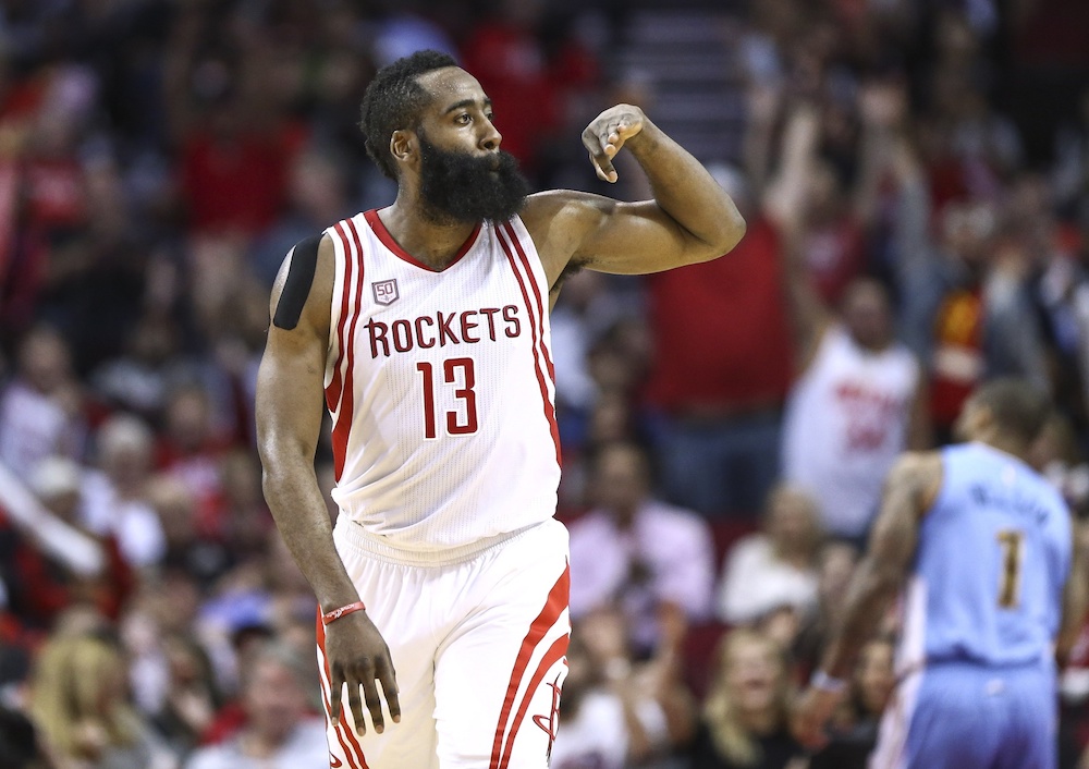 James Harden led the Rockets to a win over the Nuggets on Wednesday, Houston's fourth victory against Denver this season. (Troy Taormina/USA Today Sports)
