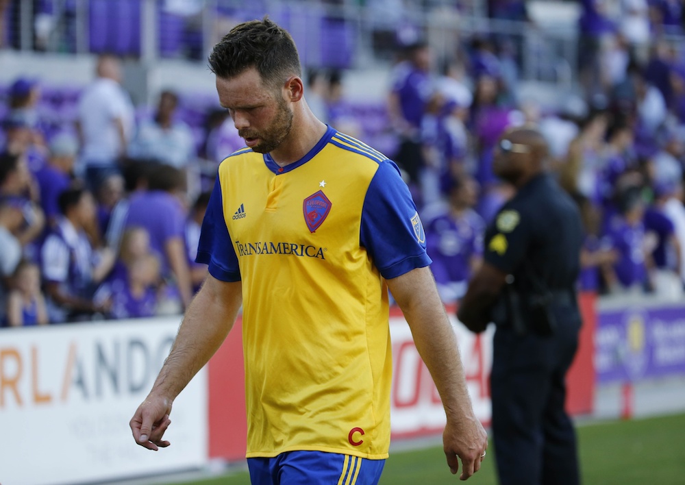 Bobby Burling walks off the pitch after Colorado's 2-0 loss to Orlando City on Saturday. (Kim Klement/USA Today Sports)