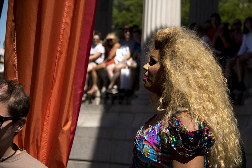 Roux Paul's Drag Race contestant, Peppermint, performs on the main stage. Denver PrideFest, June 18, 2017. (Kevin J. Beaty/Denverite)
pride; lgbtq; kevinjbeaty; denver; denverite; colorado; civic center park;