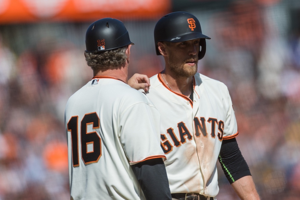 Hunter Pence has had a tough time at Coors Field this year. (John Hefti/USA Today Sports)