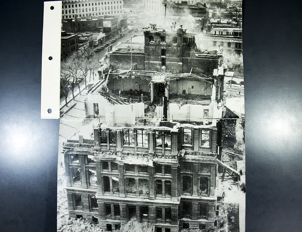 The Arapahoe County courthouse mid-demolition. (Denver Public Library/Western History Collection/George D. Begole Papers) arapahoe courthouse; history; archival; downtown; denver public library; colorado; denverite