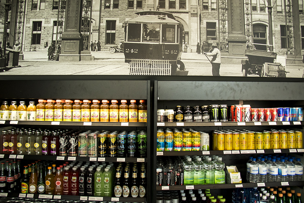 Drinks for sale and a historic photo inside The Local(ish) Market at Union Station, July 26, 2017. (Kevin J. Beaty/Denverite)
union station; food; restaurant; beer; denver; colorado; denverite; kevinjbeaty;