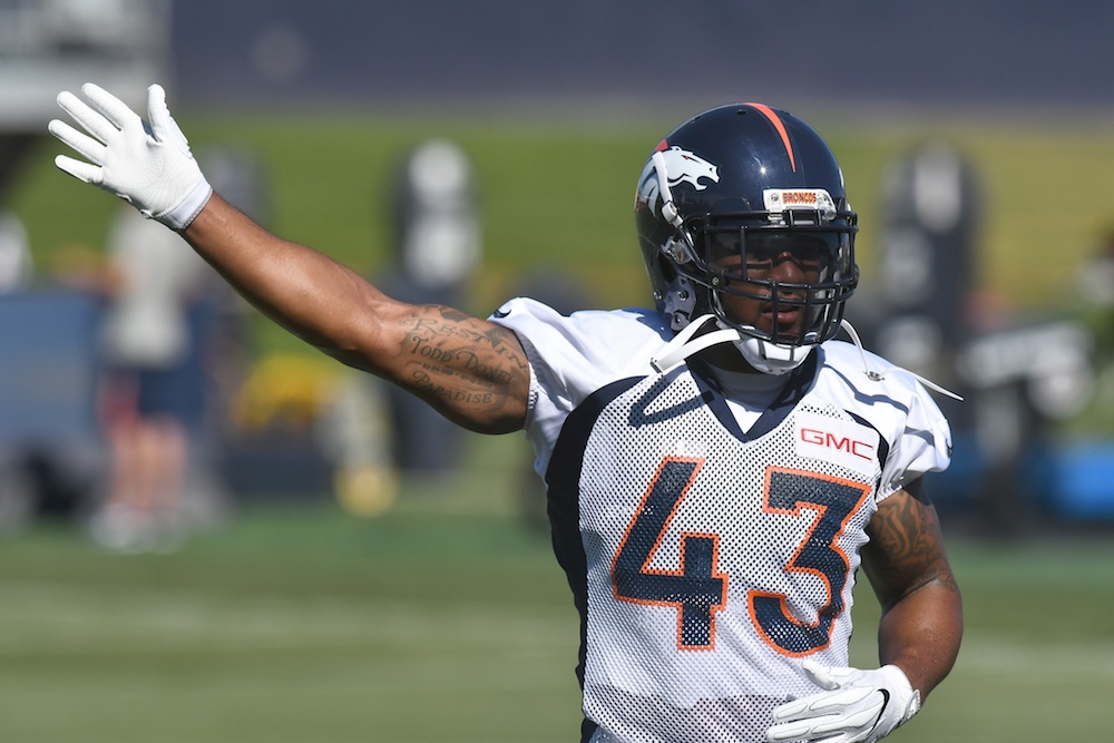 The Broncos are reportedly taking calls about a possible trade involving T.J. Ward. (Ron Chenoy/USA Today Sports)