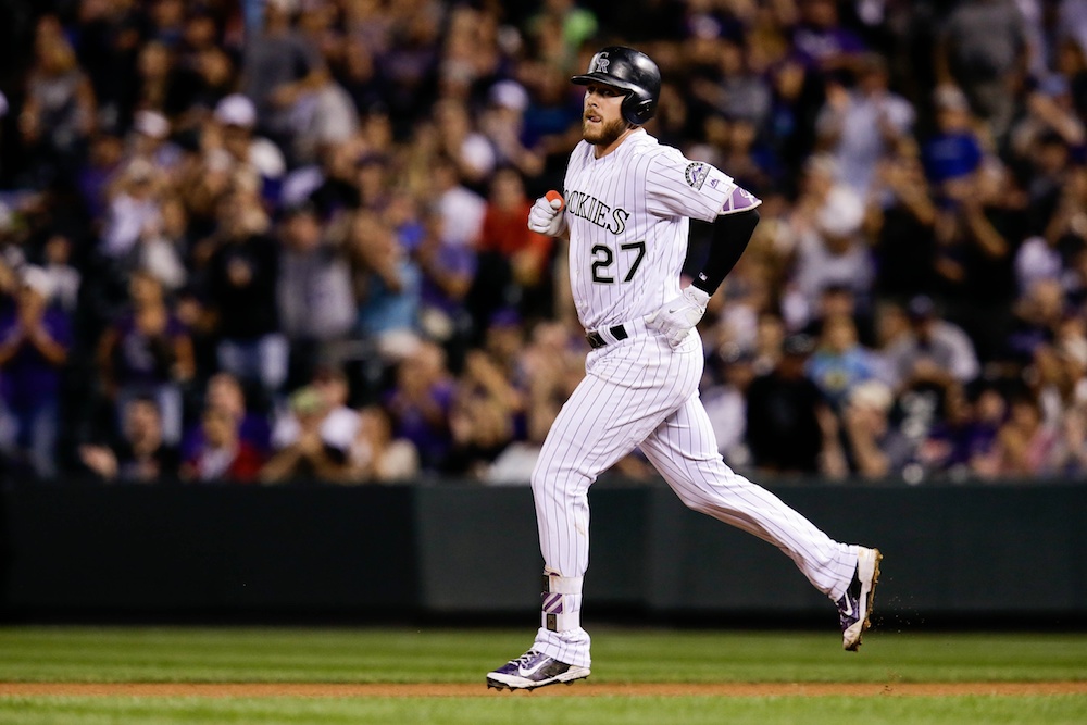 Trevor Story homered twice in the Rockies' 17-2 win over the Braves on Wednesday. (Isaiah J. Downing/USA Today Sports)