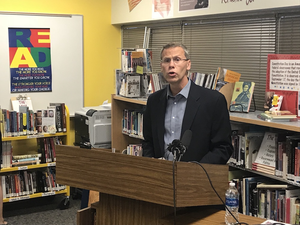 Denver Public School District superintendent Tom Boasberg announced a shakeup at Denver East High School on Friday. (Christian Clark/Denverite)