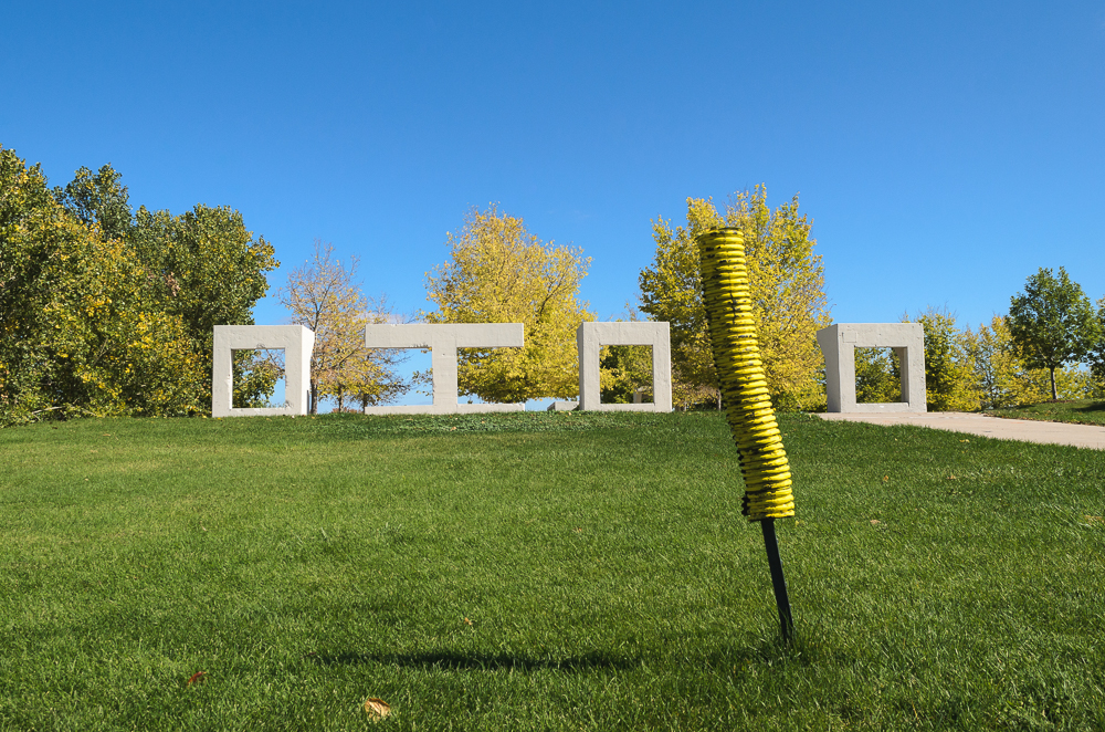 Cement structures and a post at the entrance to Northside Park, now Carpio-Sanguinette Park (Austin Cope/For Denverite) parks; park; Northside Park; Globeville; sal carpio