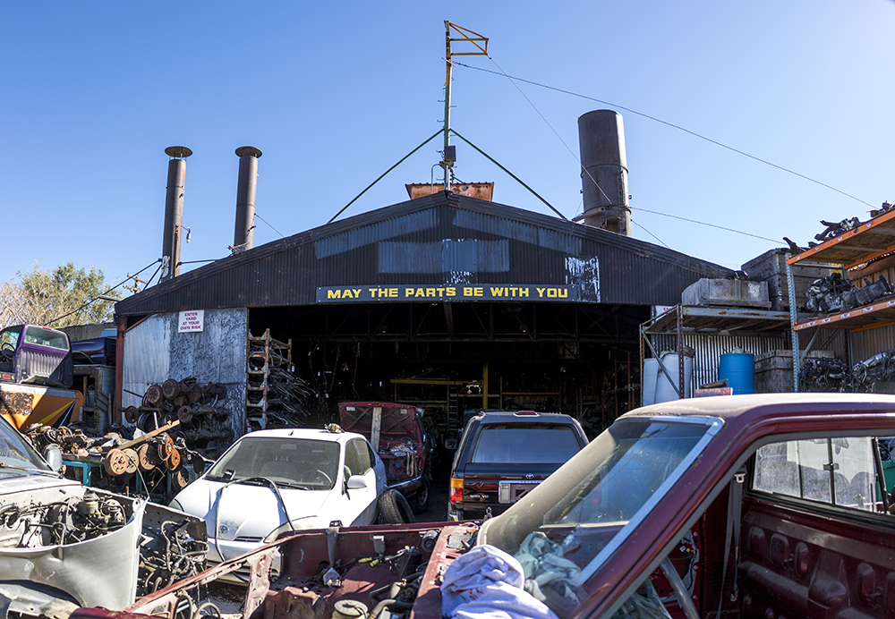 "May the parts be with you." Yota Yard on Walnut Street, Five Points, Oct. 25, 2017. (Kevin J. Beaty/Denverite)
denver; colorado; denverite; rino; five points; development; kevinjbeaty; scrapyard;