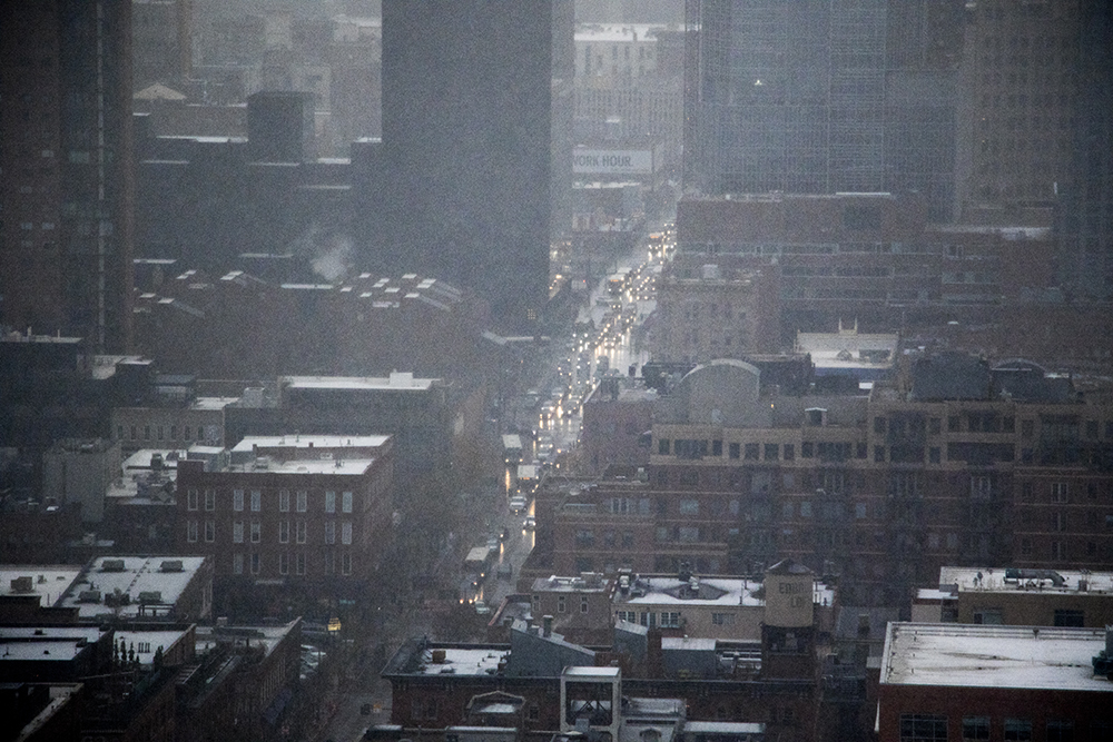 15th Street seen from the Confluence Denver, Oct. 26, 2017. (Kevin J. Beaty/Denverite)
denver; colorado; denverite; kevinjbeaty; skyline; cityscape; traffic; snow; cowx; weather;