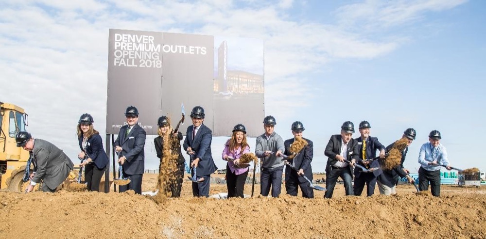 Local officials and executives from Simon break ground for Denver Premium Outlets on Oct. 5, 2017. (Courtesy of Simon))