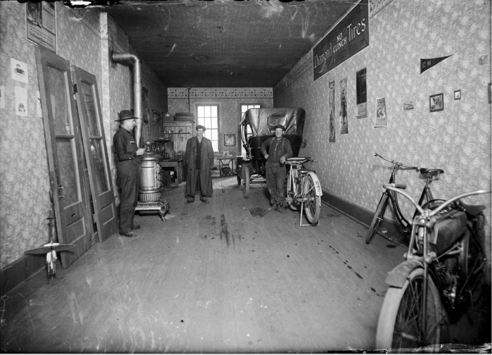 A bicycle repair shop in Denver circa 1910-1915. (William W. Cecil Collection/History Colorado/Denver Public Library/ CHS-X3436)
