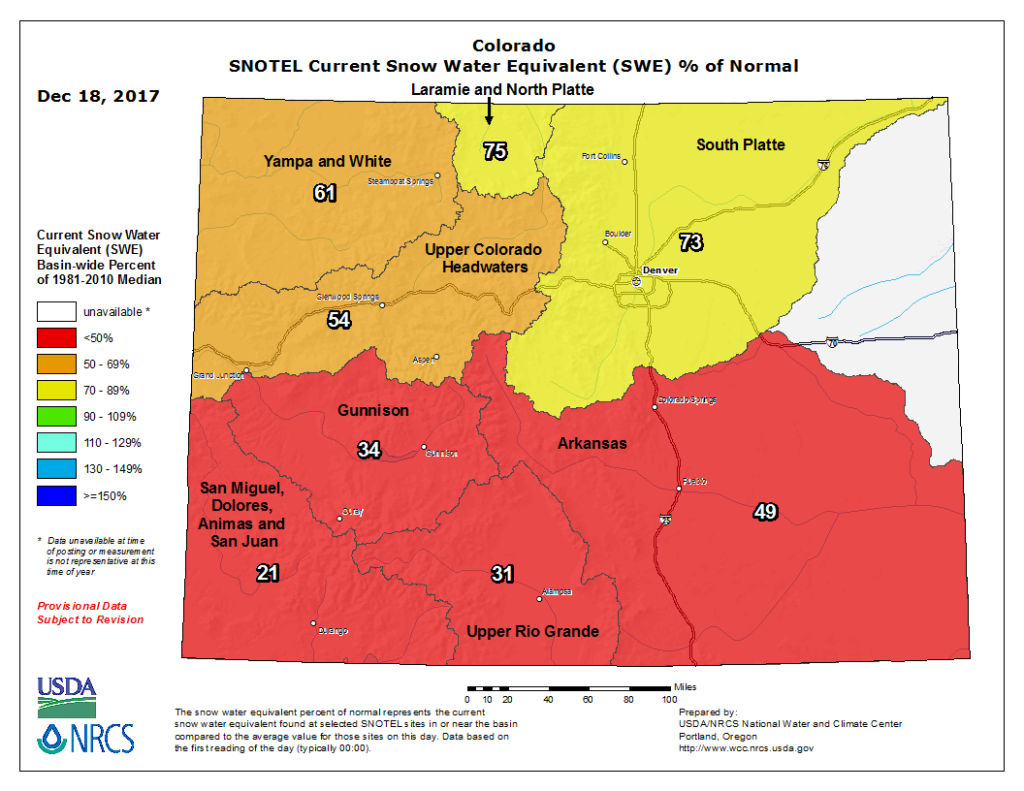 Colorado has seen far less precipitation than usual. (USDA)
