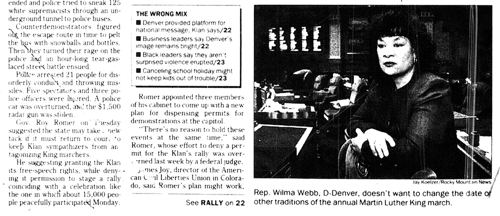The Rocky Mountain News, Jan. 22, 1992. (Denver Public Library/Western History Collection)