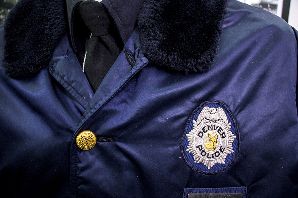 A fake police officer at the Denver Police Museum inside DPD headquarters, March 22, 2018. (Kevin J. Beaty/Denverite)