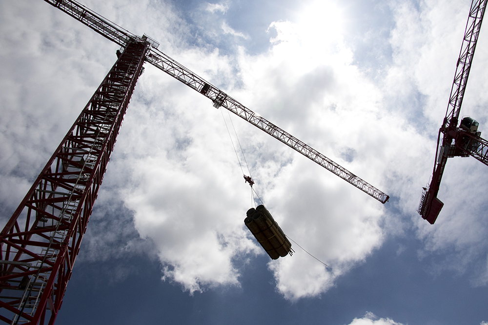 Work on the Lake House jobsite near Sloan Lake, May 21, 2018. (Kevin J. Beaty/Denverite)
