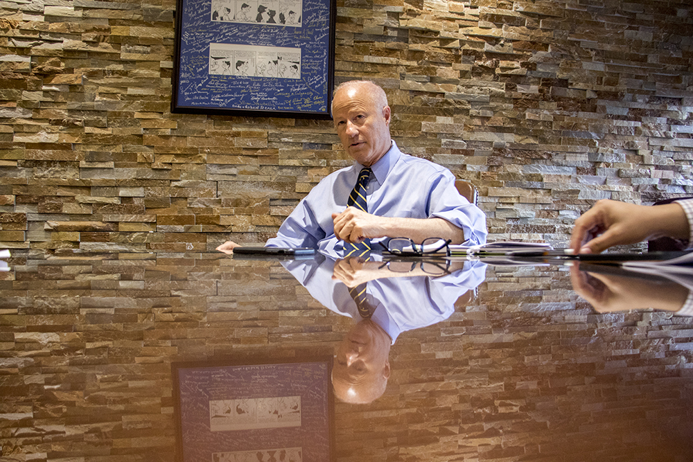 Congressman Mike Coffman speaks to reporters in his Aurora office, May 31, 2018. (Kevin J. Beaty/Denverite)
colorado; denverite; copolitics; mike coffman; aurora;