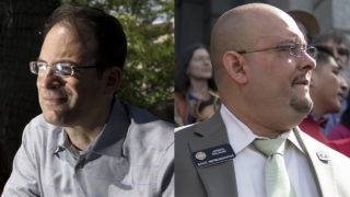 Colorado Attorney General candidates Phil Weiser (left) and Joe Salazar. (Kevin J. Beaty/Denverite)