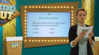 A screengrab of "Weeded Out," an educational game show about marijuana created by the Department of Excise and Licenses.
