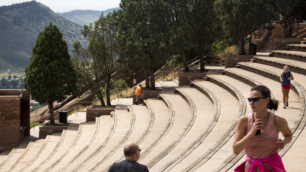 Planter boxes at Red Rocks Amphitheatre, July 26, 2018. (Kevin J. Beaty/Denverite)