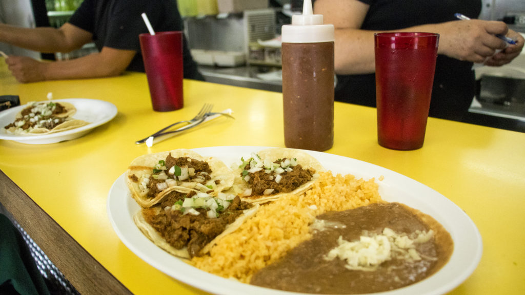 Tacos at El Taco De Mexico, Santa Fe Drive, Aug. 6, 2018. (Kevin J. Beaty/Denverite)