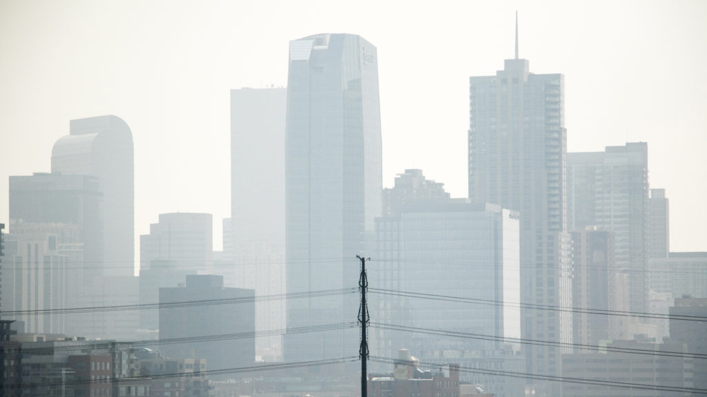 Denver's air quality is visibly not great on Aug. 20, 2018. (Kevin J. Beaty/Denverite)