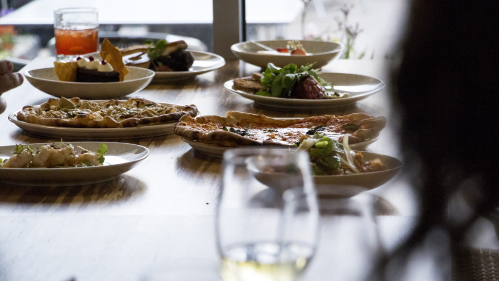Food on display at Mila, the new restaurant at Denver Place downtown, Aug. 28, 2018. (Kevin J. Beaty/Denverite)